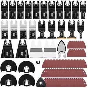 98pcsMetal Wood Oscillating Tool Blade, Titanium Oscillating Saw Blades with Sandpaper, Quick Release Multi Tool Blades Kits for hard material