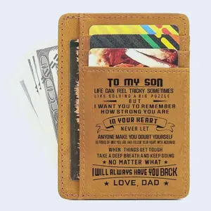 2026 New Cowhide Leather Engraved Wallet & Card Holder for Son, Personalized Graduation Gift, Men's Wallet, Perfect Card Holder Birthday Gift