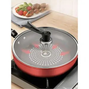 Red Nonstick Frying Pan with Lid 24cm Heavy Duty Non Stick Skillet for Omelets Eggs pancakes and Stir Fry Red Nonstick Frying Pan with Lid suitable for Gas Induction Cooktops