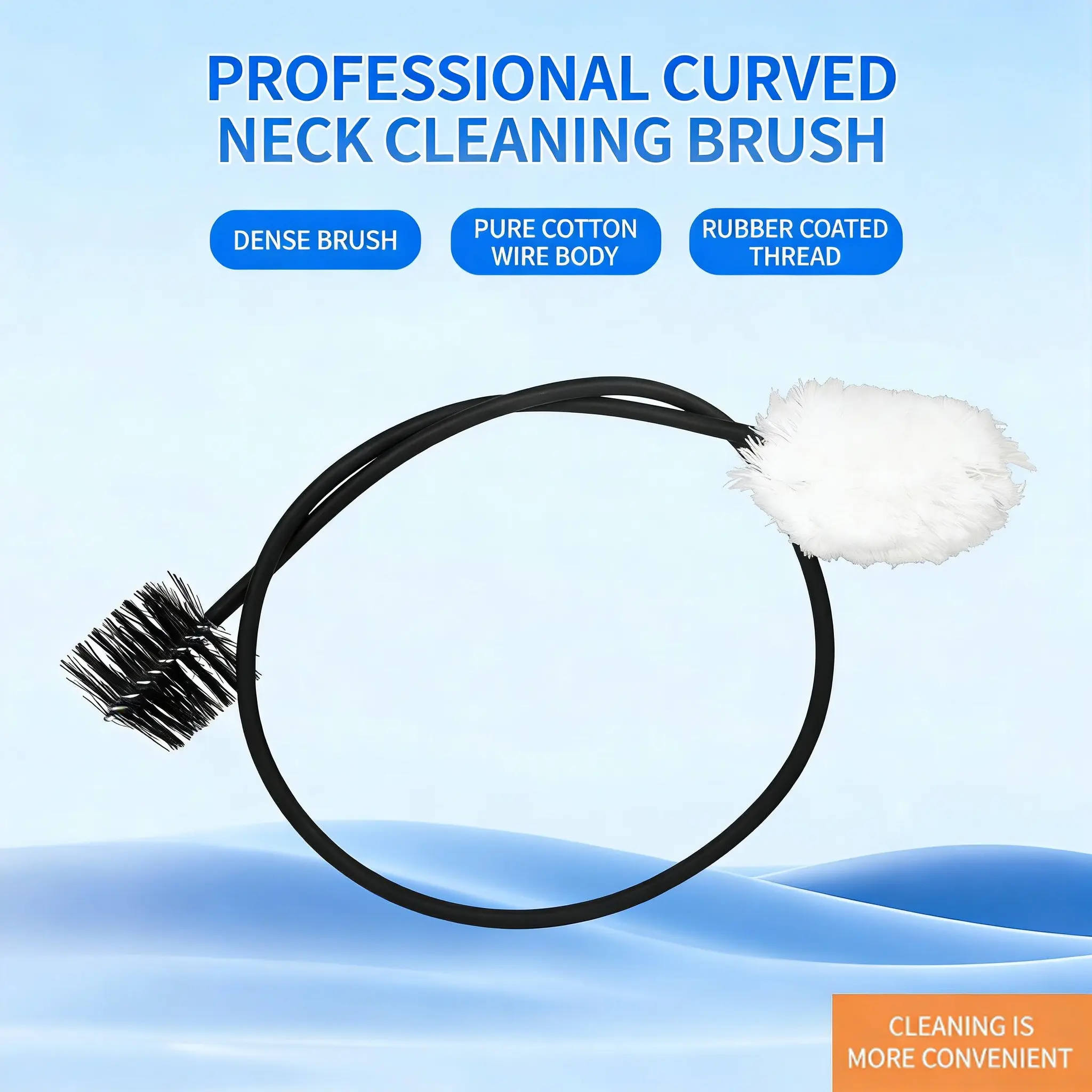 Saxophone Bent Neck Dual-Head Nylon Cotton Cleaning Brush 50cm, Saxophone Maintenance Tool, Durable Musical Instrument Cleaner