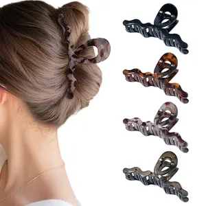 AWAYTR  4 Pack Large Claw Clips for Women 5.12" Non-Slip Strong Hold Hair Clips for Thick Long Curly Hair with 360° U-Shaped Spring
