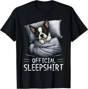 100% Cotton Boston Terrier Dog Official Sleepshirt Pajamas Nightgown T-Shirt