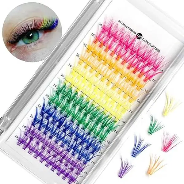 Colorful Cluster Lashes Reusable,Fluffy Lash for Women Girls,Extension Kit 120 Pcs DIY