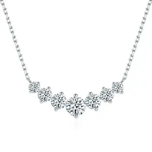 Seven-Stone Curve Necklace – 925 Silver Moissanite