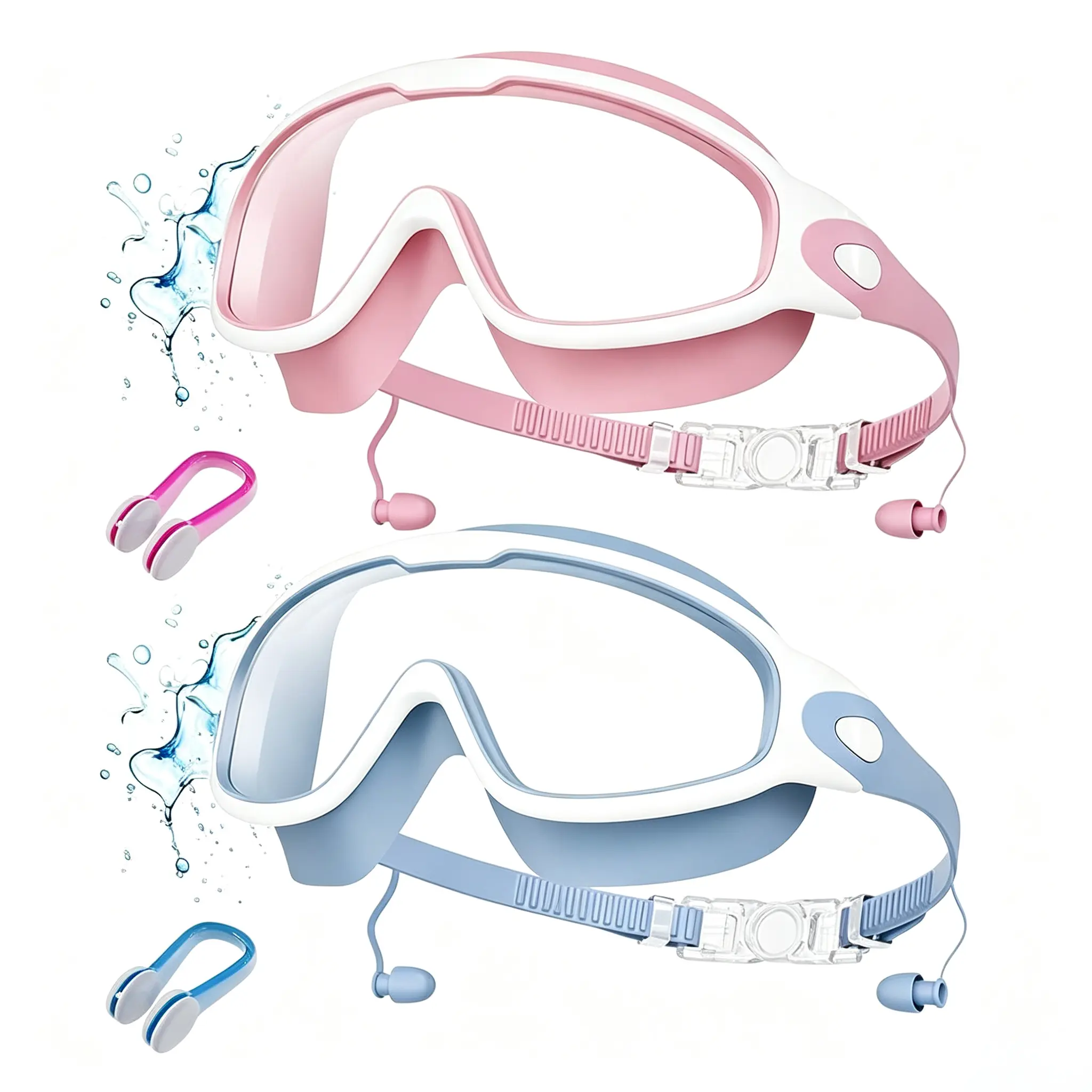 Adult High Performance Swim Goggles, 180° Frameless Wide View Crystal Clear Polarized Anti-Fog UV Protection No Leak Swimming Goggles for Lap Swimming Open Water Triathlon Training for Men and Women