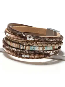 Bohemian Handwoven Leather Bracelet, Unique Fashion Design, Perfect Gift Choice, Versatile Ideal Accessory, Stylish Boho Jewelry, Stackable Bracelets