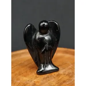 Obsidian Angel Carving for Altar Bedside or Gifting Powerful Grounding Stone for Protection and Clearing