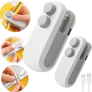 Mini Snack Bag Sealing Machine Portable 2 in 1 Rechargeable Plastic Bag Sealer for Snacks Coffee Pet Food Kitchen Preservation Gift for Christmas New Year