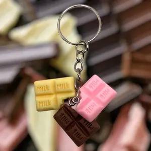 Candy Bars Keychain - Resin & Metal Keychain with Milk Flavor Design, Functional Gift Idea