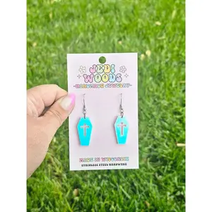 Iridescent Color Changing Coffin Earrings