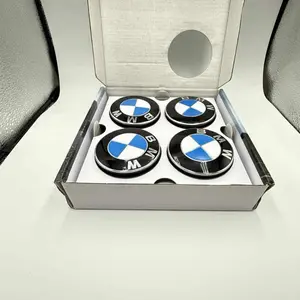 BMW Floating Wheel Center Caps 68mm Self-Leveling Emblems 4pc Set for Enhanced Vehicle Aesthetics