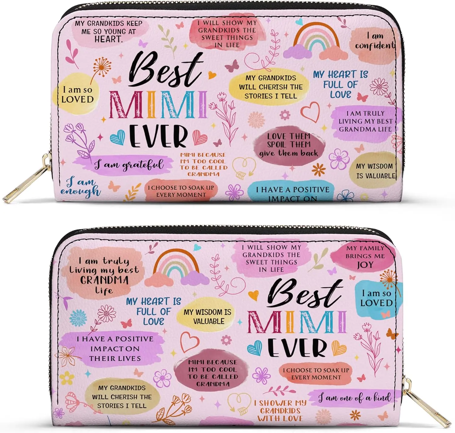 Gifts for Mimi from Grandkids, Grandchildren - Best Mimi Ever Purse - Mimi Gifts for Mothers Day - Christmas Gifts, Birthday Gift Ideas for Grandma - Leather Long Wallet for Work, Travel