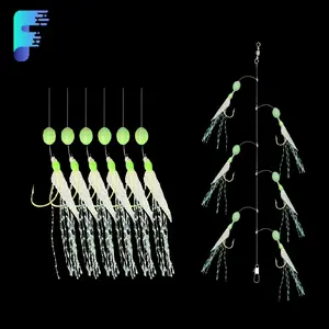 1pc Luminous Fishing Bait with 6 Sabiki Hooks - Glow in the Dark Iron Saltwater Fishing Lures for Sea and Freshwater - Enhanced Visibility and Attraction for Anglers Artificial Fishing Lure