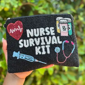 NURSE SURVIVAL KIT Large Beaded Pouch