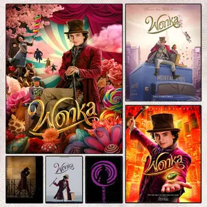 2023 Wonka Movie Poster Gift with prints Home bedroom living room decoration promotion and display suitable for bedroom bar parlor home decor gift fade-Resistant, Non-sticky, vibrant Wall print poster
