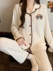 Women's Sleepwear Set, Soft Cotton Fabric, Cute Cartoon Design, Ideal for Women & Girls, Perfect Gift Idea