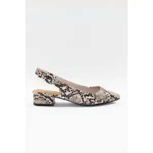 AUDREY - Pointed Toe Flats - Beige Snake