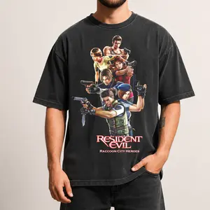 Resident Evil Raccoon City Heroes Shirt, Leon Kennedy Chris Redfield Jill Valentine Claire Redfield Tee, Survival Horror Game Graphic T-Shirt, Retro Zombie Gamer Shirt, Classic Resident Evil Gift for Men Women