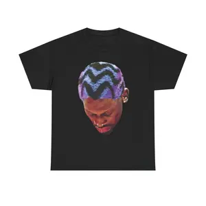 Dennis Rodman Graphic Shirt, RnB Vintage, Streetwear Hip-Hop, Retro T-Shirt, Casual Classic Comfortable Heavy Cotton Tee