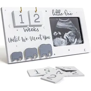 Sonogram Picture Frame Ultrasound Photo Frame with Baby Countdown Weeks Pregnancy Gift for Expecting Parents Baby Announcement for First Time Mom and Grandparents
