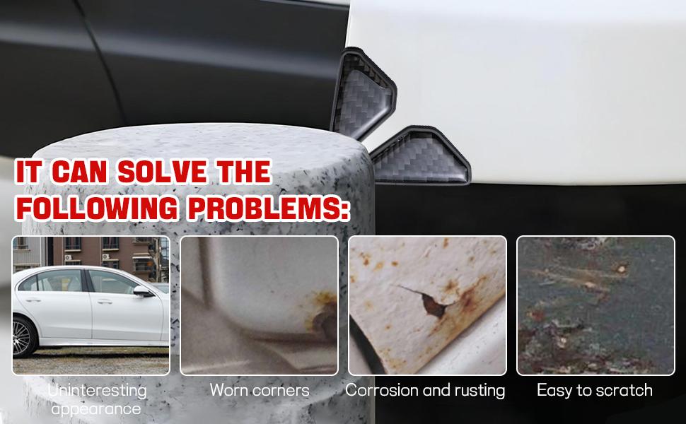 PCS Car Door Corner Guards, Carbon Fiber Auto Front Door Edge Guards, AntiCollision Car Door Corner Protector Sticker, Universal Car Accessories Decoration (Black Sport)
