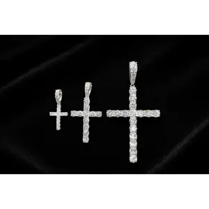 Moissanite Fully Iced Out Cross Pendant in 925 Sterling Silver