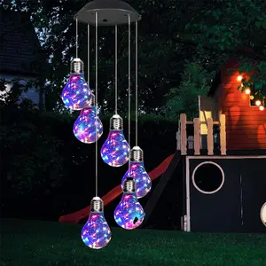2pc Colorful Lights Solar Wind Chimes for Outside, Hanging Solar Lights Wind Chime for Women Grandma Mom Birthday Windchimes, Christmas Decor for Outdoor Garden Balcony Bedroom Yard IP65 waterproof