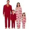 FOCUSNORM Christmas Family Pajamas Matching Sets Button Down Pajamas Santa Claus Holiday Festival Sleepwear 2 Piece Xmas Loungewear