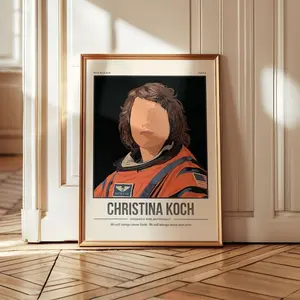 Christina Koch Print  Women Scientist Wall Art  Artemis II Moon Art  University College Decor