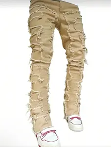 Men's Slim Fit Decoration Straight Jeans (Medium)