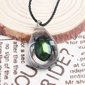 1Pcs Egyptian Scarab Beetle in Resin Charm Tibetan Silver 18" Necklace