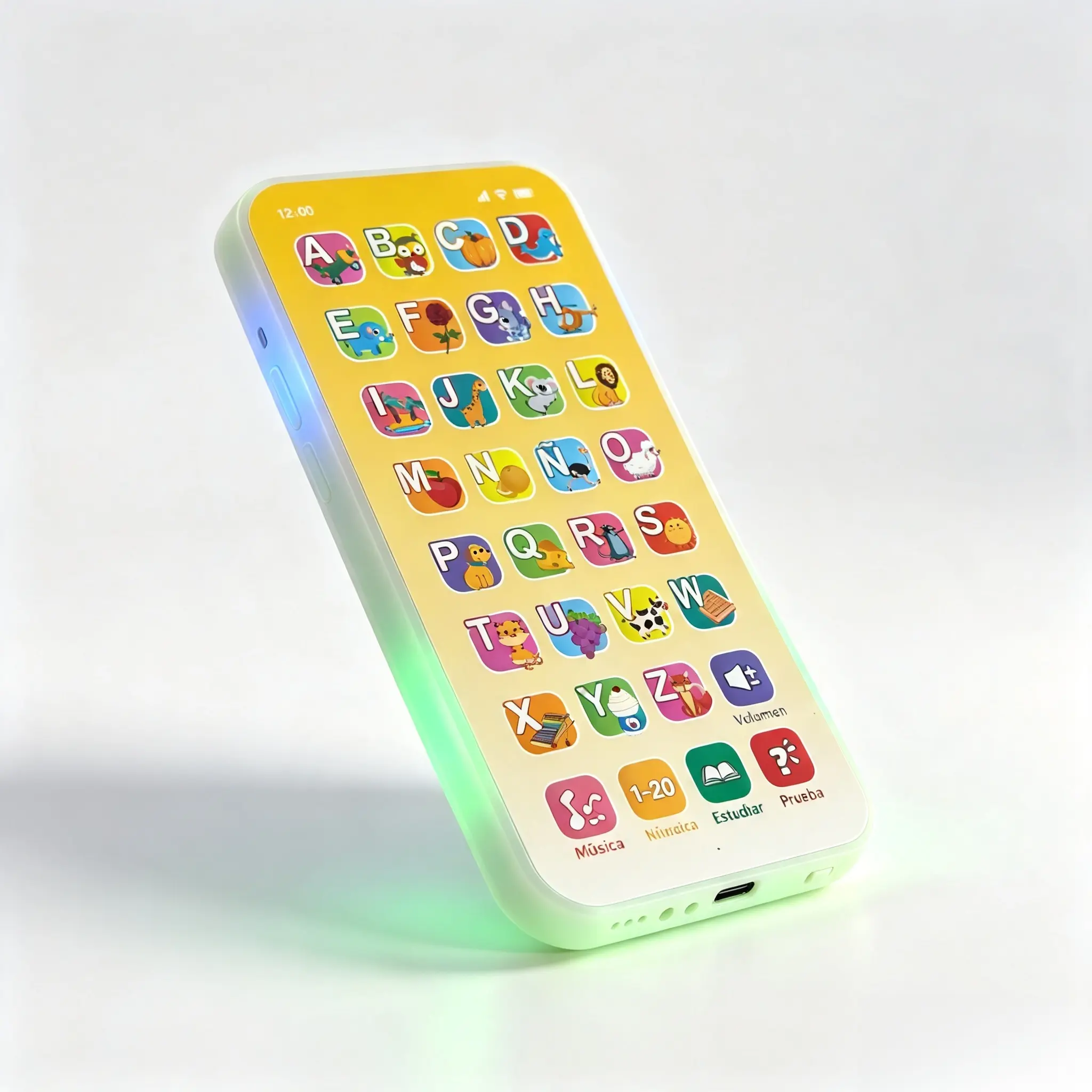 Kids Spanish Learning Toy Phone, 32 Keys Screen Free Educational Smart Phone, Type-C Rechargeable Alphabet Number Music Learning Play Toy For Toddlers Ages 3+