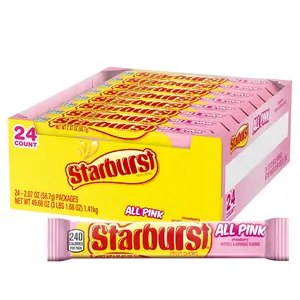 STARBURST Pink Chewy Candy Bulk, 24 Full Size Packs, Pink Bulk Box