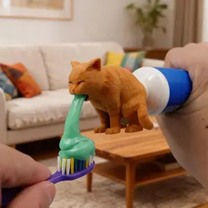 Fun pet toothpaste dispenser | Made of resin, with suction cup mounting, Toothpaste Squeezers