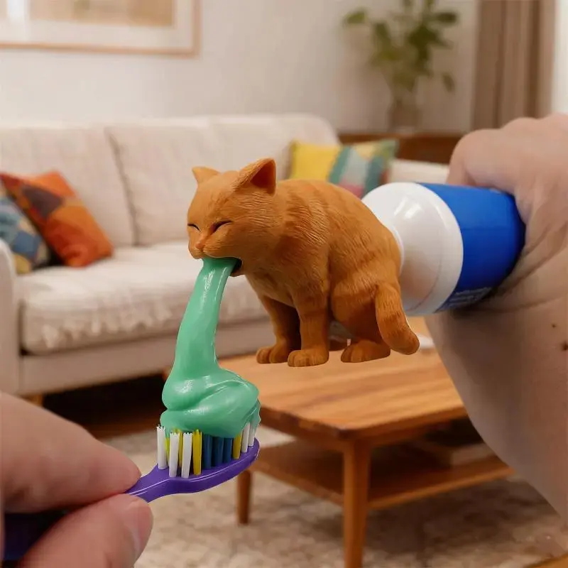 Fun pet toothpaste dispenser | Made of resin, with suction cup mounting, Toothpaste Squeezers