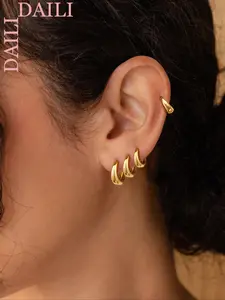 3 Pairs Small Chunky Stackable Hoop Earrings for Women - Dainty 14K Gold Plated Hypoallergenic Lightweight Stack Huggie Earring Sets for Multiple Piercing Trendy Jewelry Gift for Her