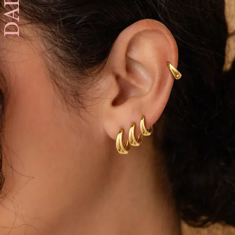 3 Pairs Women's Small Thick Round Ring, Hypoallergenic Lightweight Stackable Copper Earrings Set, Fashion Jewelry Gift, All Seasons