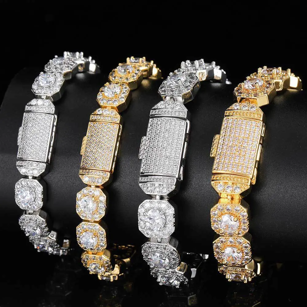 UJ Flower Cut Luxury Cuban Link Chain for Men Iced Out Cuban Link Bracelet Anklet Bangle Chain for Men Boys Girls Chains Hip Hop Cuban Bracelet for Men Women