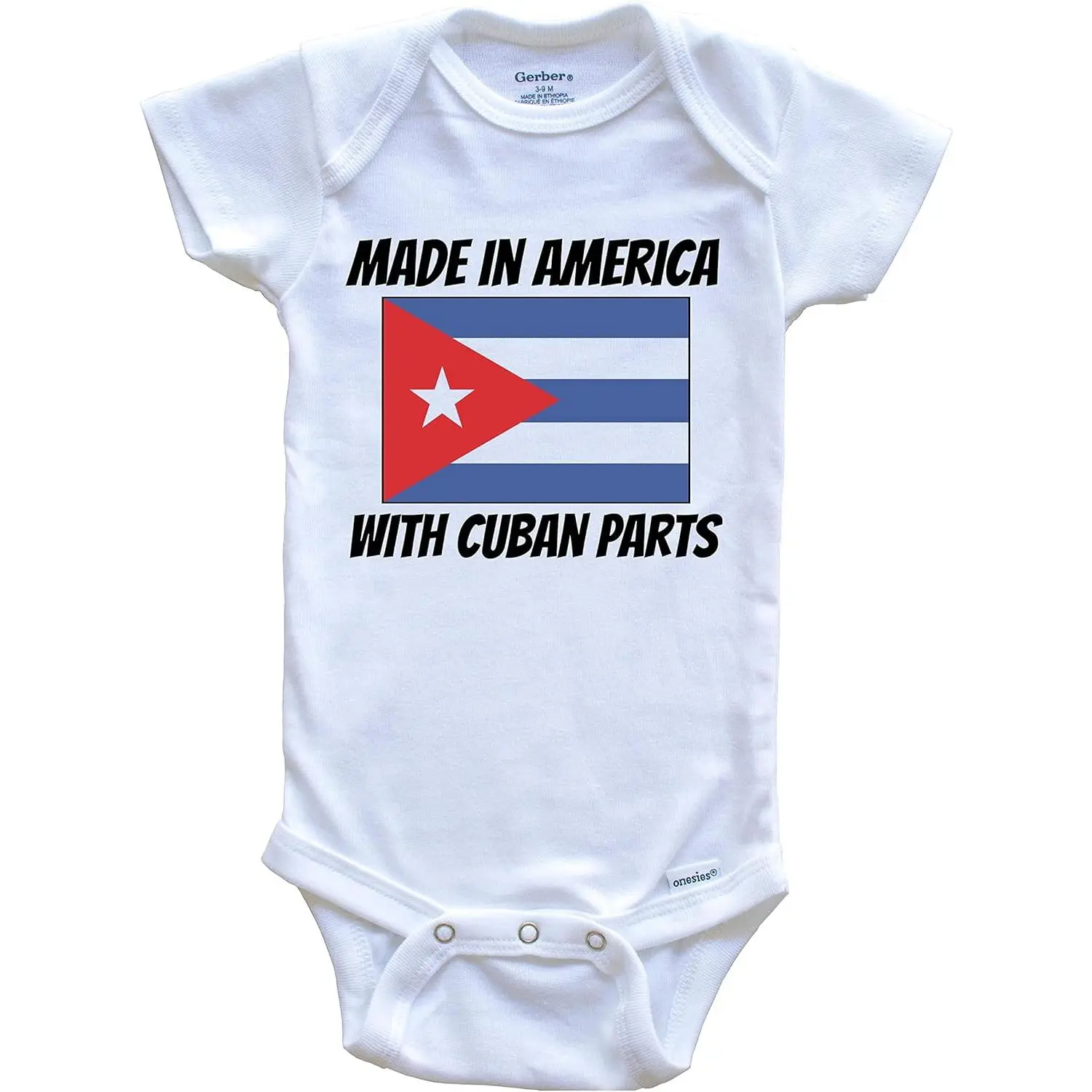 Really Awesome Shirts Made In America With Cuban Parts Cuba Flag Funny One Piece Baby Bodysuit