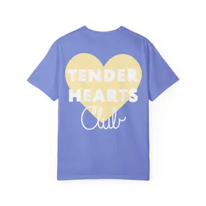 Tender Hearts Club Relaxed Fit Short Sleeve Tee 100% Ring-Spun US Cotton Garment-Dyed Soft Comfortable for Slow Weekends