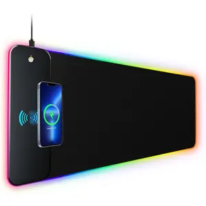 RGB Gaming  Pad with   15W, Large Desk Mat 800x300x4mm, 10 Light Modes Keyboard Pad with Non-Slip Rubber Base,  Mousepad for Gaming PC MacBook Laptop