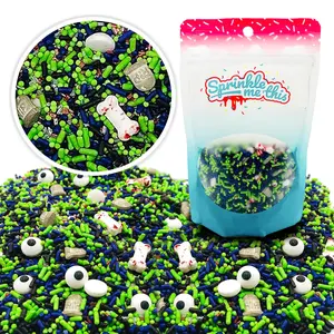 Zombie Grave - Halloween Sprinkles - Grave Stones, Candy Eyes, Bloody Bones, Silver Balls, Jimmies, Crystals & Nonpareils for Cakes, Cupcakes, and Treats