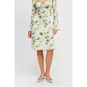 Emory Park FLORAL MIDI SKIRT WITH FRONT DRAWSTRING