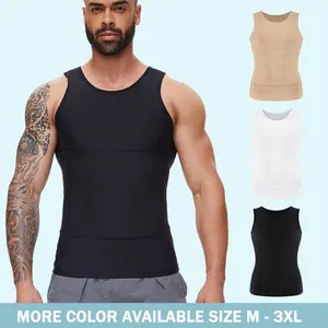 CATTIBOR 1/2 Pack Men Plain Color Compression Vest Shapewear Tank Top,Men Abdomen Sleeveless Running Workout Fitness GYM Tank Tops Shirts Menswear GYM Shirts,Back to School Outfits,Boys Underwear,Men Sport and Fitness Wear