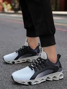 Men's Casual Sports Shoes Mesh Breathable Knit Lace-up Fashion Sneakers Lightweight Outdoor Running Shoes