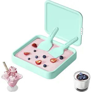 Rolled Ice Cream Maker,   Ice Cream Roller Maker with Lid & 2 Spatulas, -Grade SUS316 Stainless Steel, Rolled Ice Cream Tray for Frozen Yogurt, Homemade Ice Cream