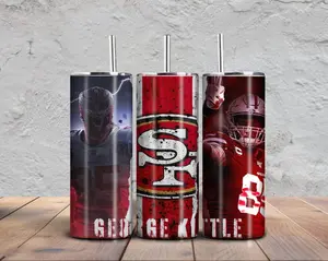 George Kittle Tumbler 20oz skinny and tampered  Tumbler, full tumbler wrap