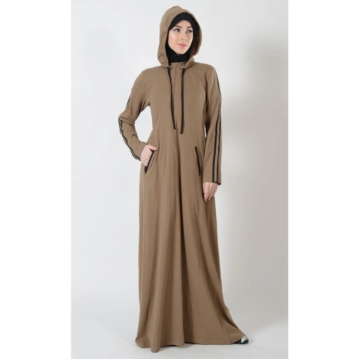 Hoodie style activewear casual abaya dress