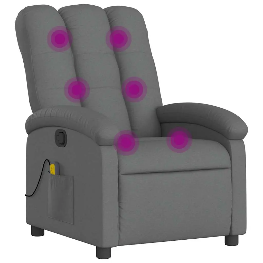 vidaXL Massage Recliner Chair, Adjustable Reclining Armchair for Elderly, Wingback Recliner for Home Theater Cinema, Modern Style, Dark Gray Fabric 371740
