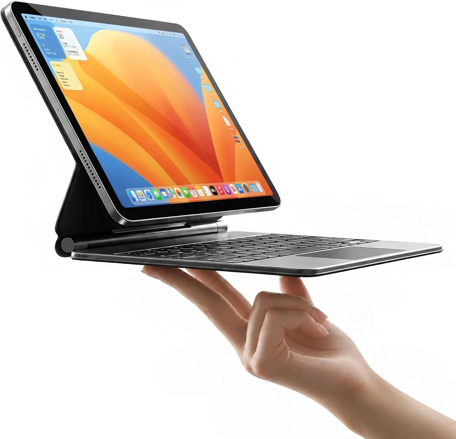 HOU Magnetic Keyboard Case for 11" iPad A16 & 10.9" iPad 10th Generation,135° Wider Adjustable Tilt, Smooth AG-Glass Touchpad,12 Shortcut Key Combinations,7-Color Backlight, Bluetooth,